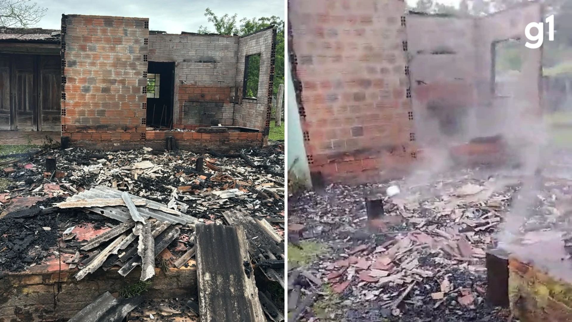 Queda de raio destrói casa de madeira no interior do RS