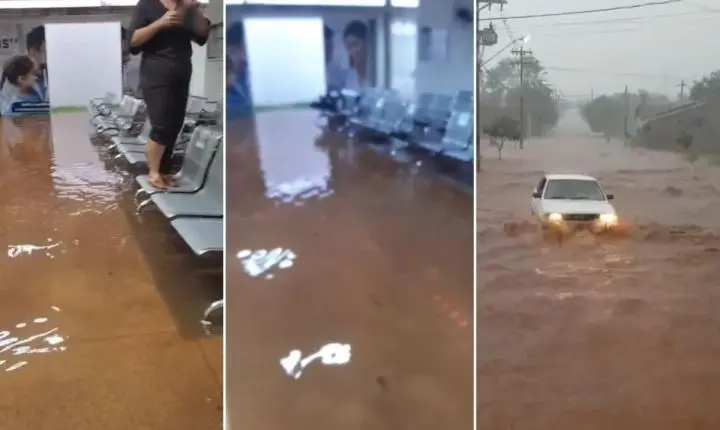 Chuva forte em Paulicéia alaga posto de saúde e causa estragos