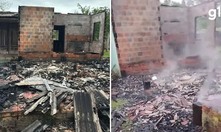 Queda de raio destrói casa de madeira no interior do RS