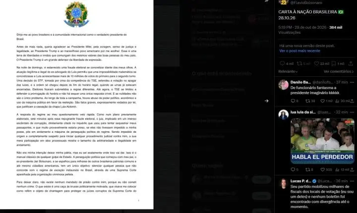 Carta de Flávio Bolsonaro nos Estados Unidos provoca forte reação no Senado